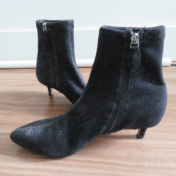 REBECCA MINKOFF Sayres Glitter Kitten Heel Sock Booties in Black - Size US 8 - Picture 10 of 13